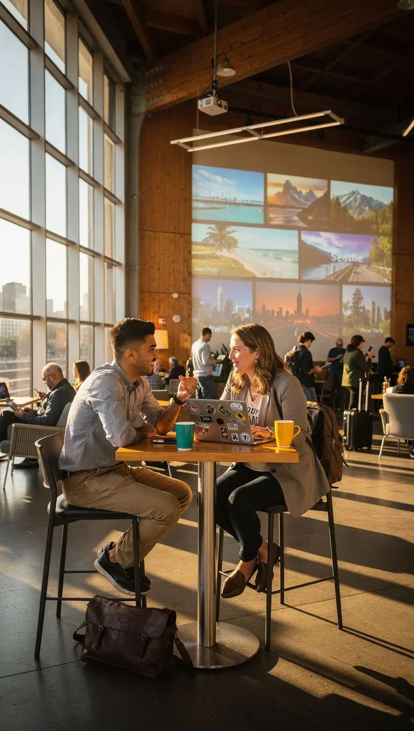 Профессиональный сотрудник помогает туристу выбрать экскурсии и предоставляют советы по путешествию.